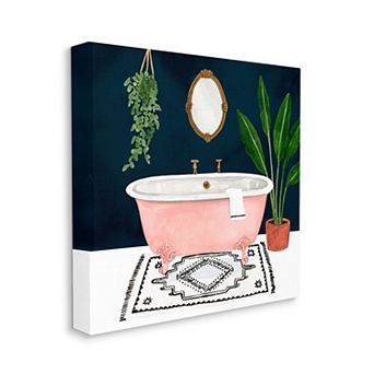 Stupell Home Decor Designer Bathroom Pink Blue Design Stretched Canvas Wall Art