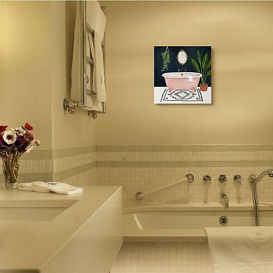 Stupell Home Decor Designer Bathroom Pink Blue Design Stretched Canvas Wall Art