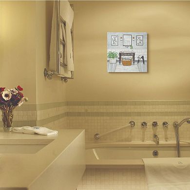 Stupell Home Decor Bathroom Farmhouse Style Neutral Grey Drawing XL Stretched Canvas Wall Art