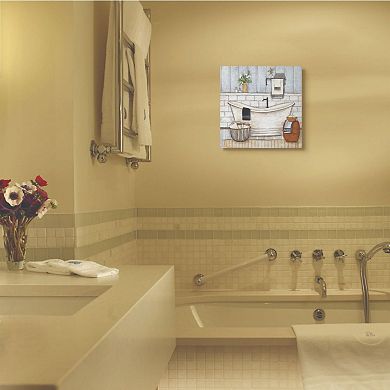 Stupell Home Decor Bathroom Farmhouse Style Tub Neutral Drawing Stretched Canvas Wall Art
