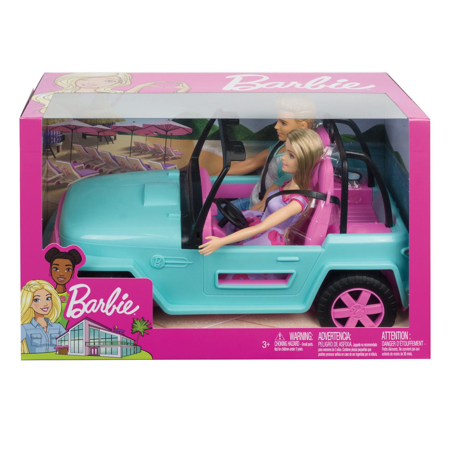 barbie jeep with two dolls