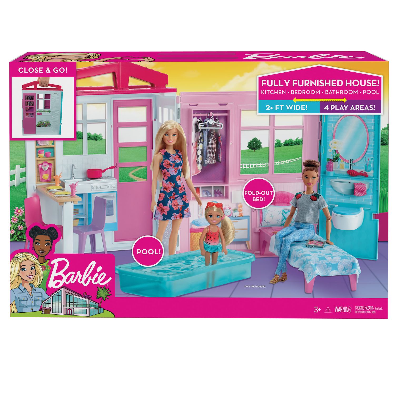 barbie house and pool gift set