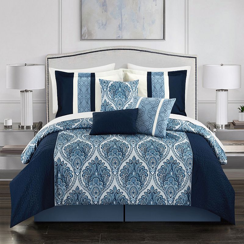 Chic Home Phantogram 11-piece Comforter Set with Coordinating Pillows, Blue