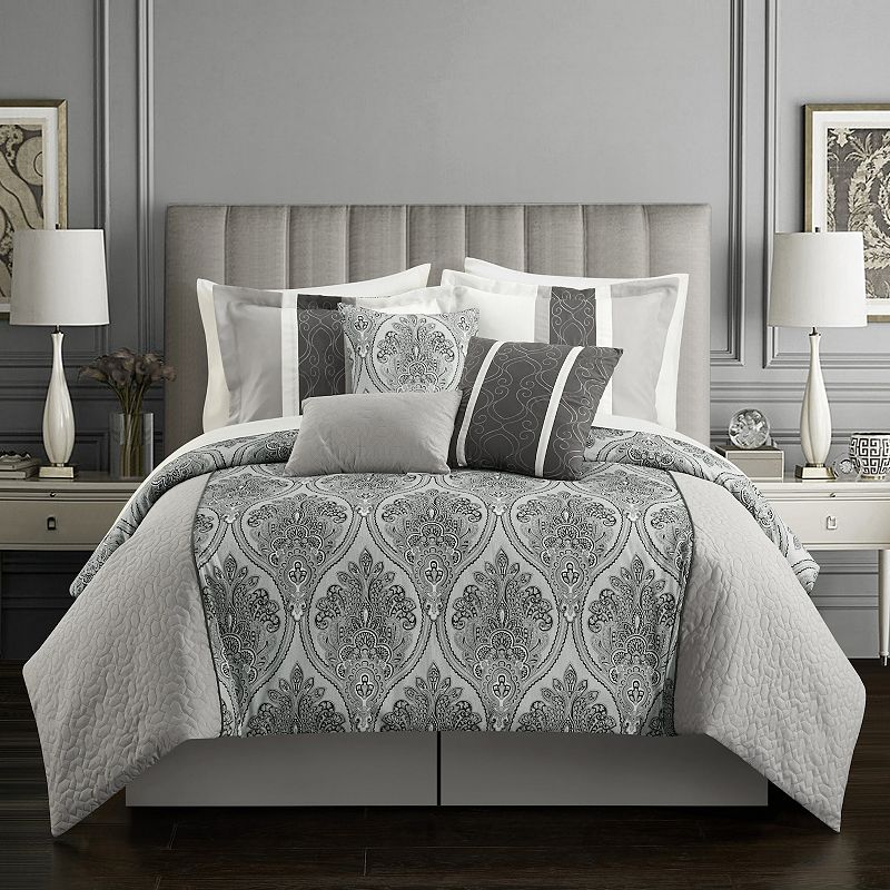 Chic Home Phantogram 11-piece Comforter Set with Coordinating Pillows, Grey