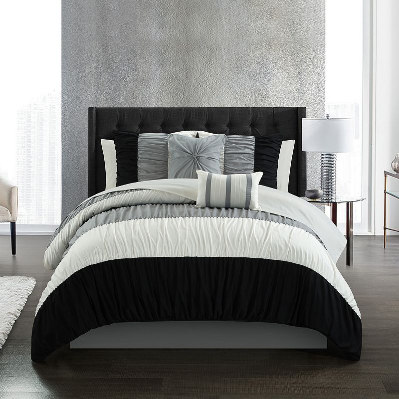 Chic Home Fay Comforter Set with Coordinating Pillows, Black, King