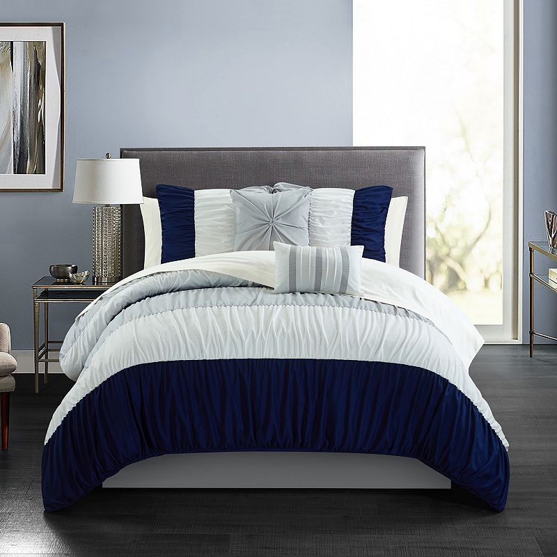 Chic Home Fay Comforter Set with Coordinating Pillows, Blue, Twin