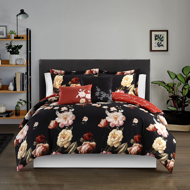 Chic Home Enid Comforter Set with Sham, Black, Twin