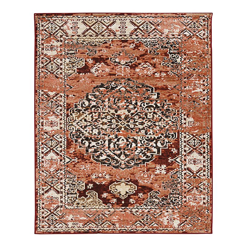 Linon Vintage Nain Rug, Red, 8X10 Ft