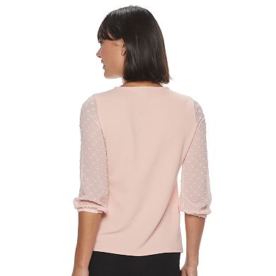 Women's ELLE® Mixed Media Puff Sleeve Top