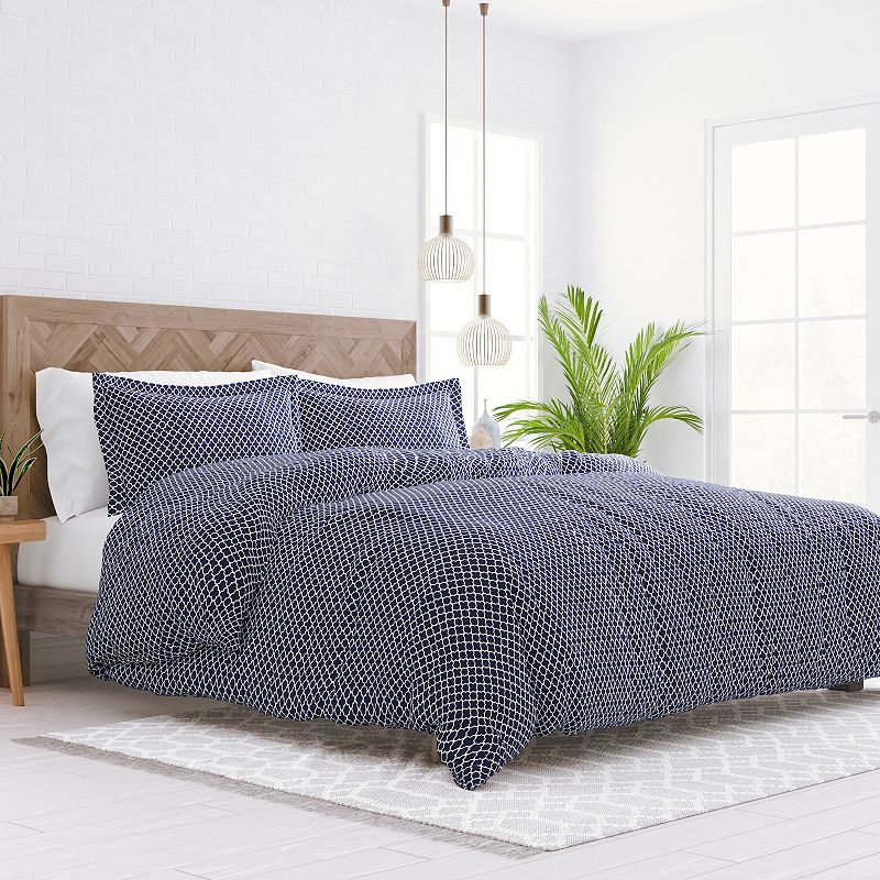 Home Collection Premium Ultra Soft Lattice Duvet Cover Set, Blue, King