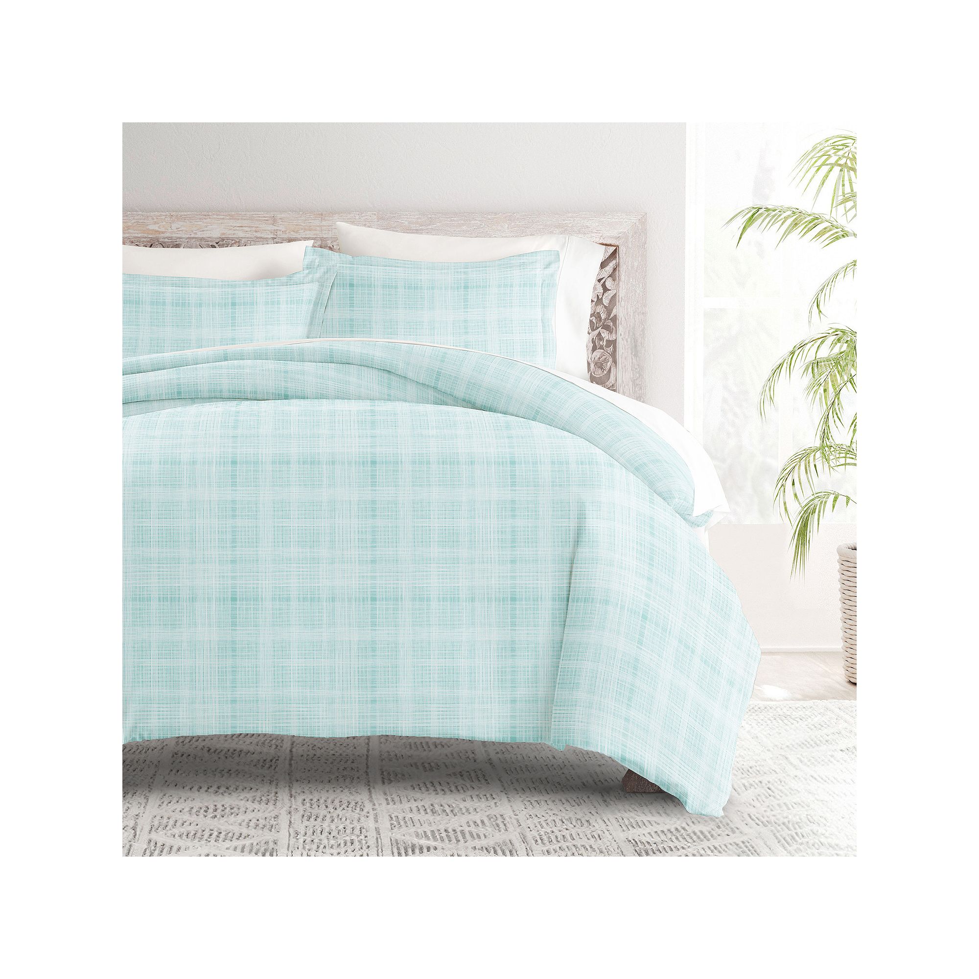 Home Collection Premium Ultra Soft Thatch Pattern Duvet Cover Set, Blue Tha