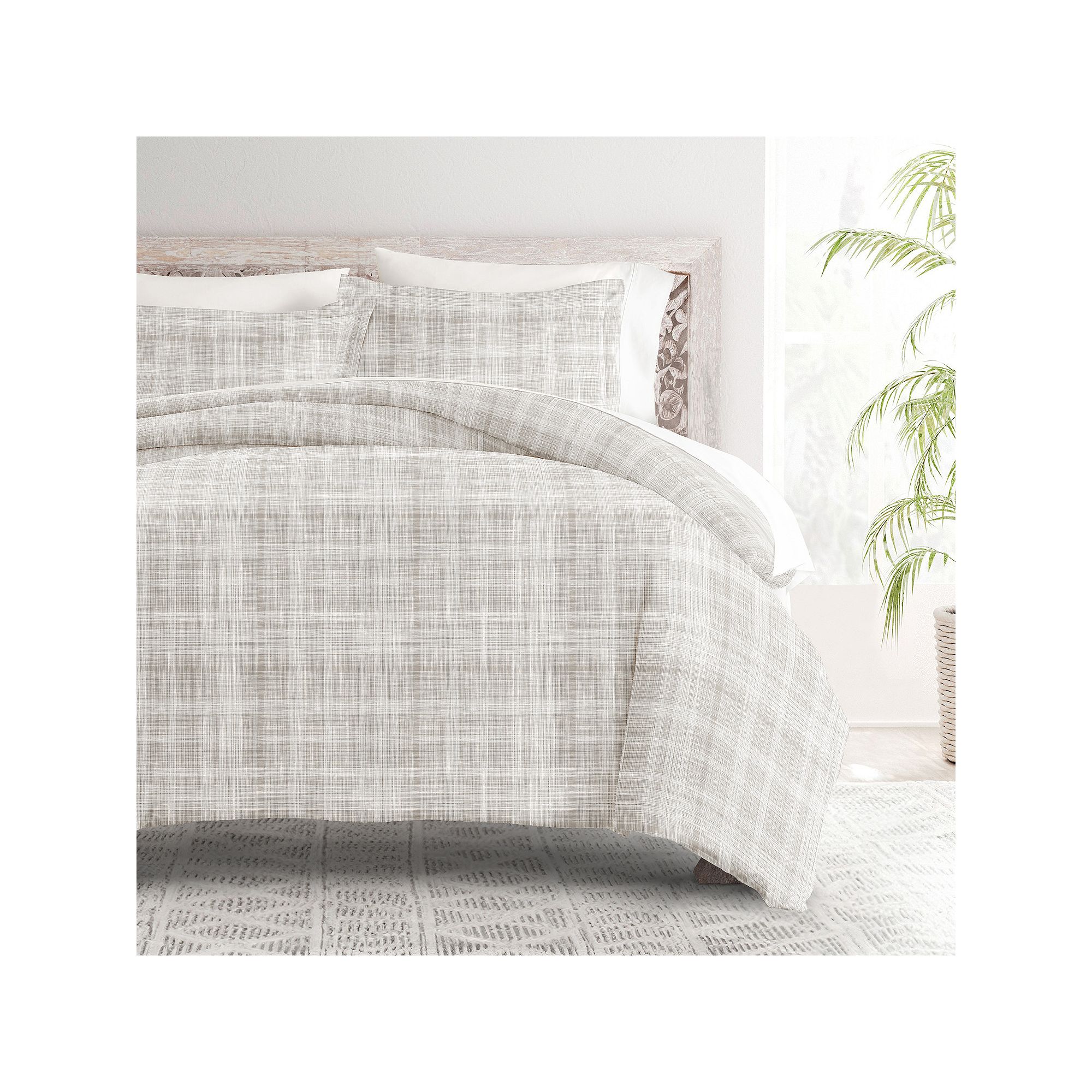 Home Collection Premium Ultra Soft Thatch Pattern Duvet Cover Set, Gray Tha