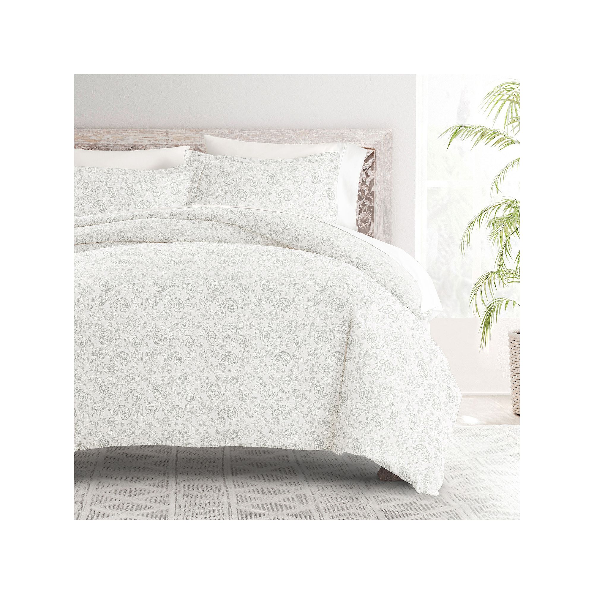 Home Collection Premium Ultra Soft Paisley Duvet Cover Set, Gray Coarse Pai