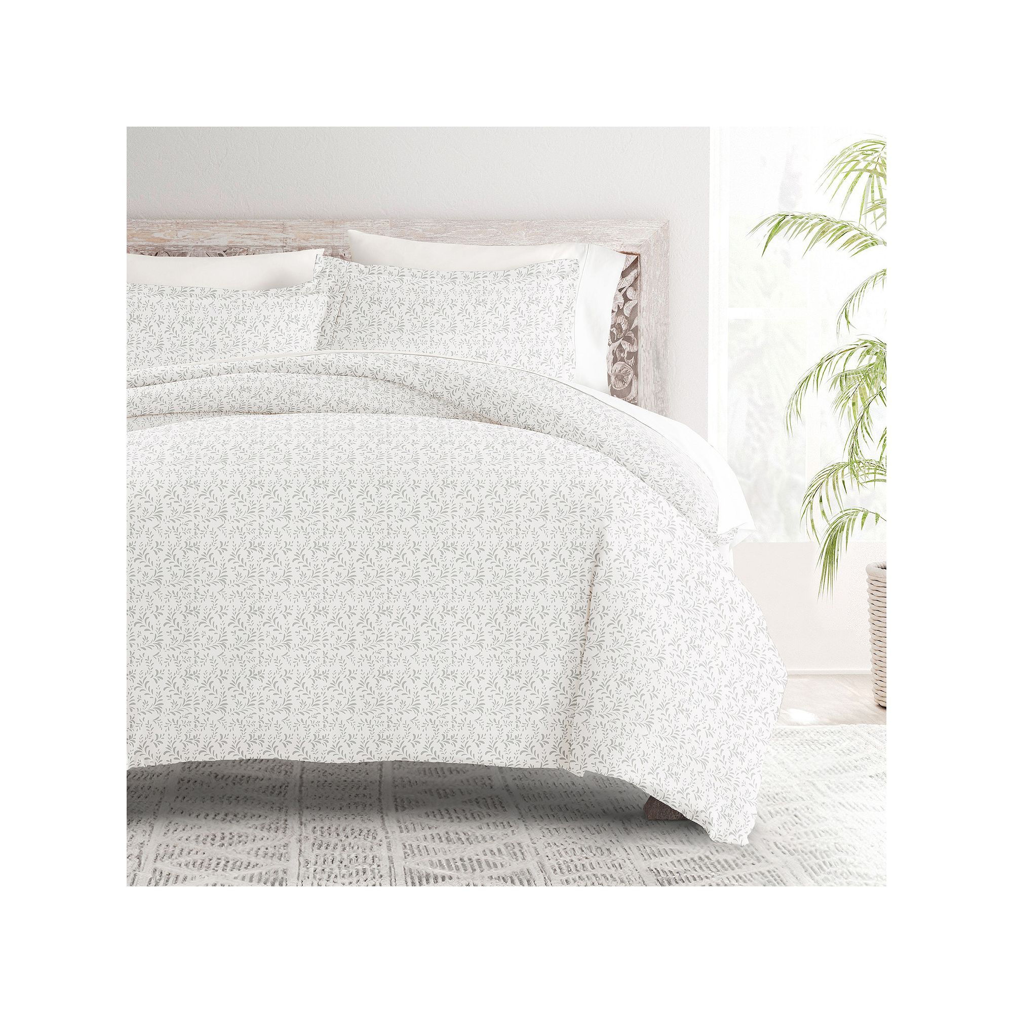 Home Collection Premium Ultra Soft Vines Duvet Cover Set, Gray Burst Of Vin