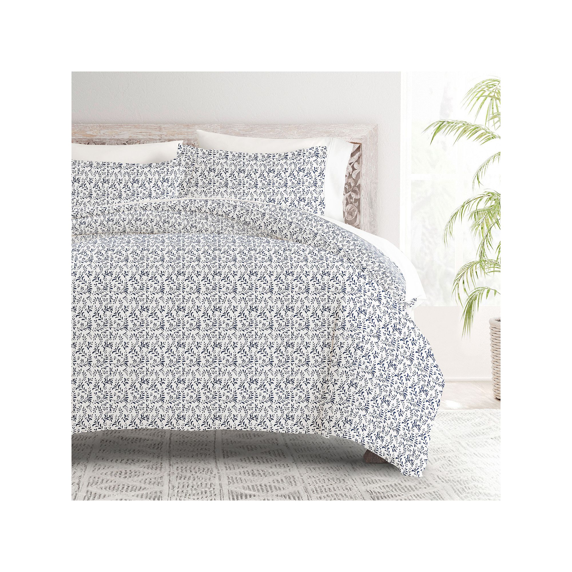 Home Collection Premium Ultra Soft Vines Duvet Cover Set, Blue Burst Of Vin