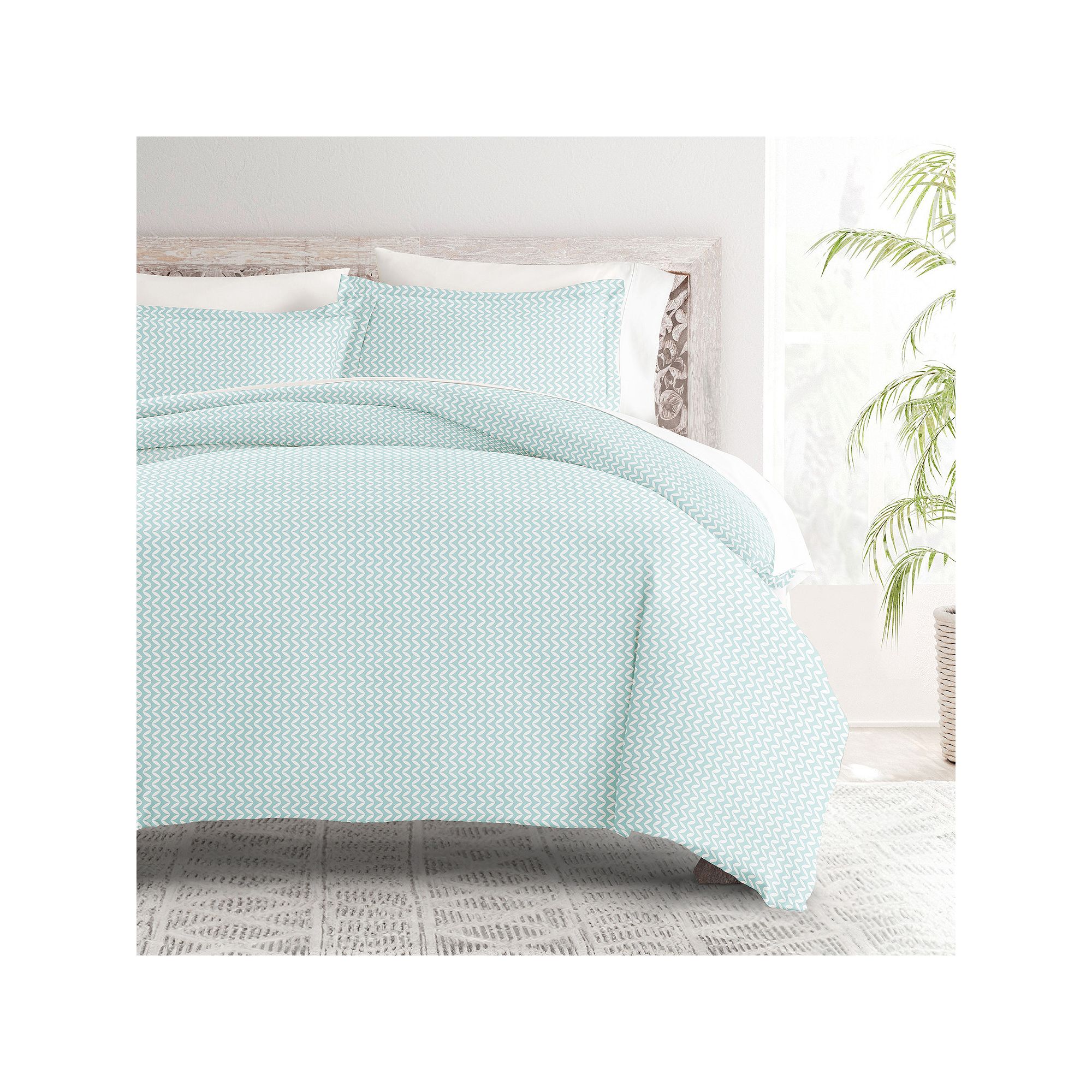 Home Collection Premium Ultra Soft Puffed Chevron Duvet Cover Set, Blue Puf