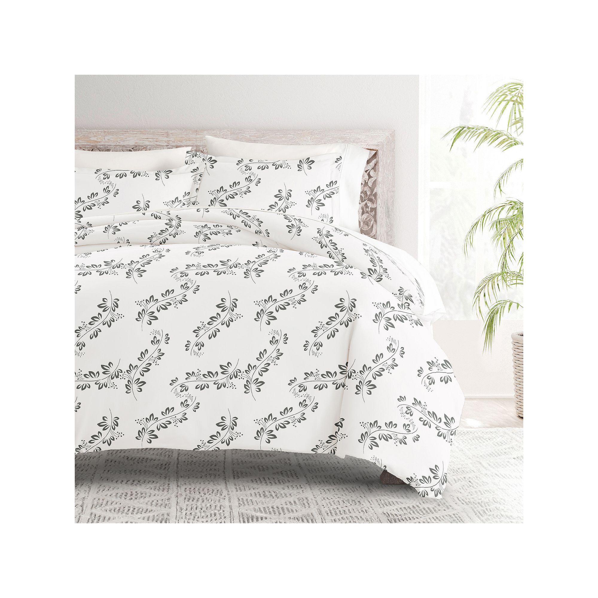 Home Collection Premium Ultra Soft 3-Piece Simple Vine Print Duvet Cover Se