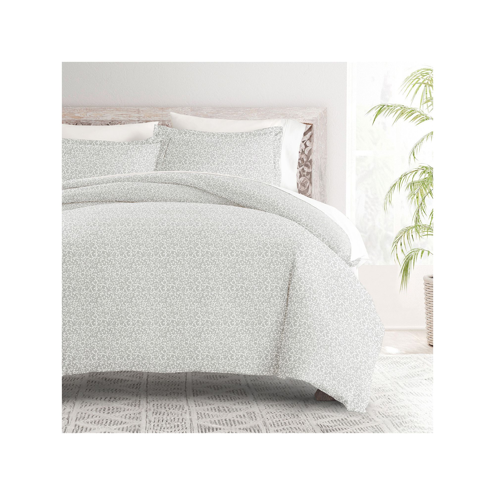 Home Collection Premium Ultra Soft Vine Trellis Print Duvet Cover Set, Gray