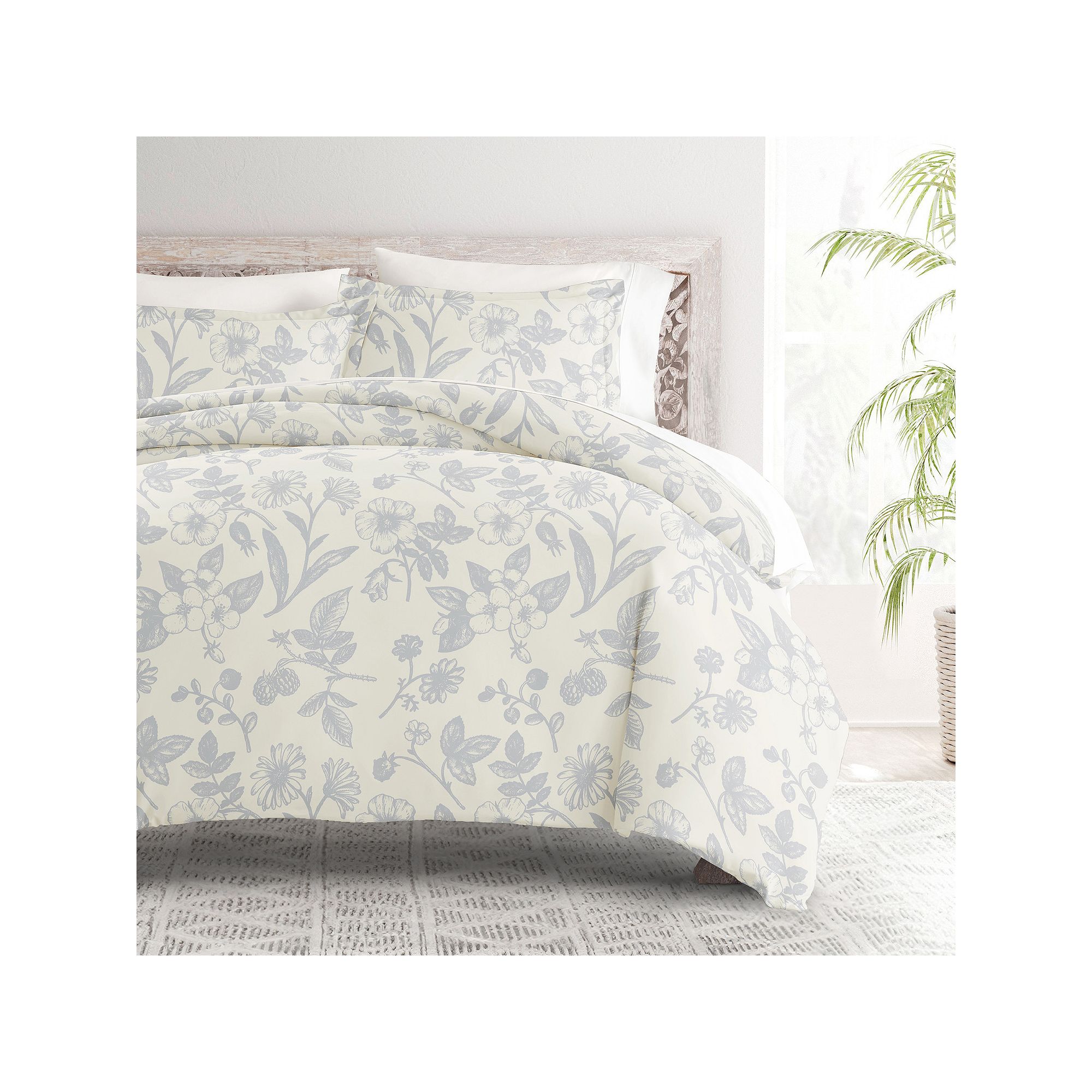 Home Collection Premium Ultra Soft Garden Pattern Duvet Cover Set, Light Bl