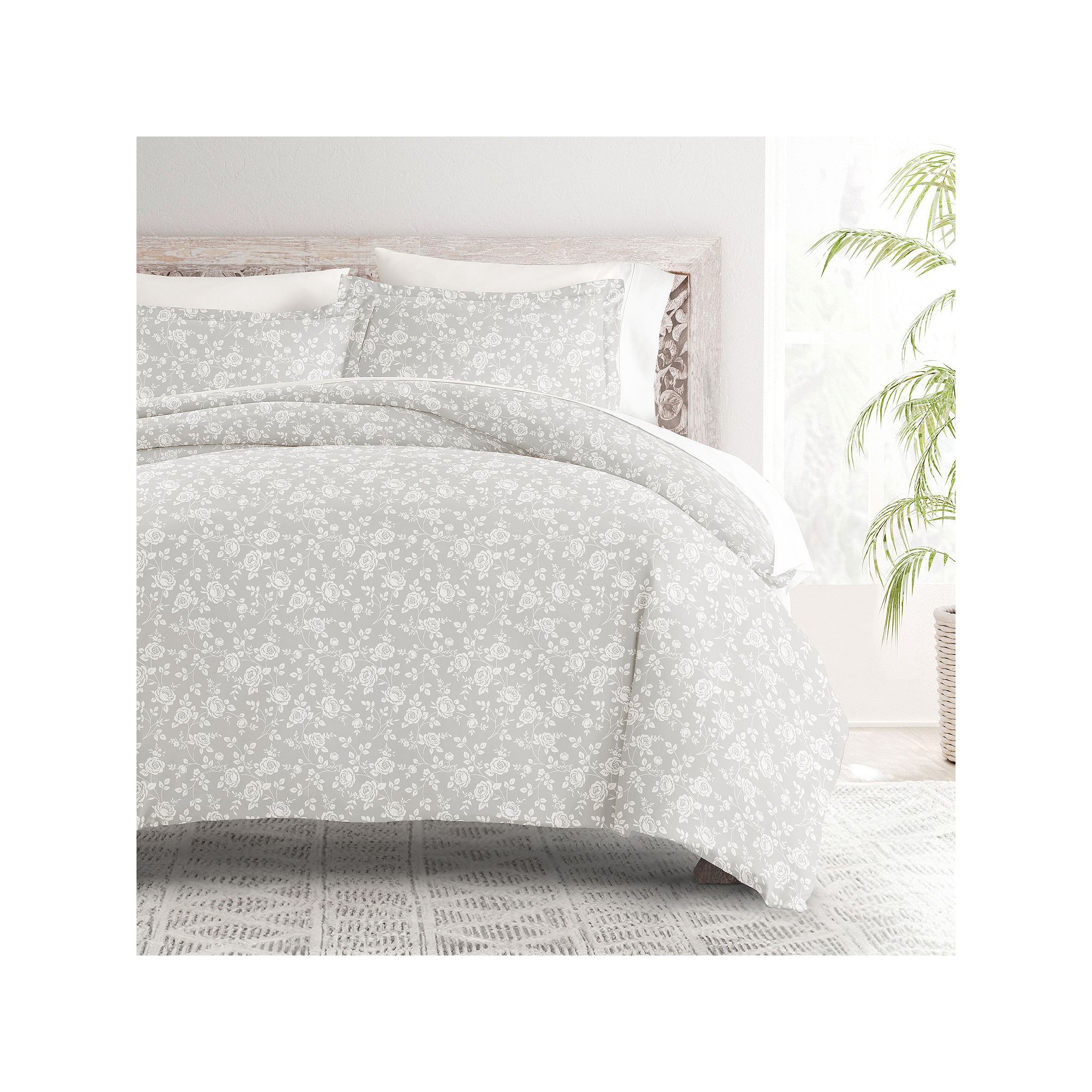 Home Collection Premium Ultra Soft Rose Gray Pattern Duvet Cover Set