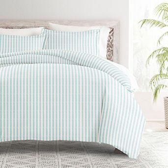 Home Collection Premium Ultra Soft Puffed Rugged Distressed Stripes Duvet Cover Set
