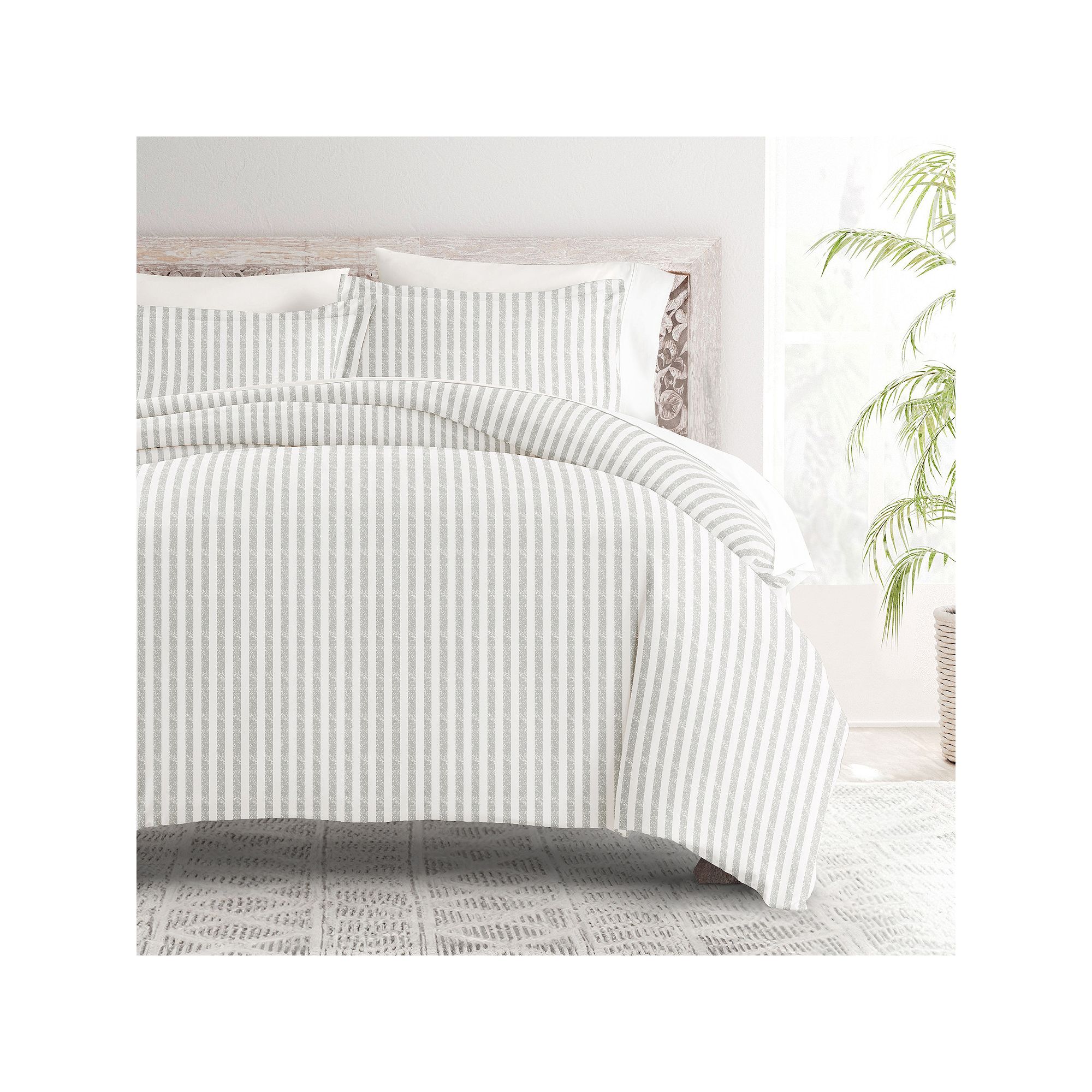 Home Collection Premium Ultra Soft Puffed Rugged Stripes Duvet Cover Set, L