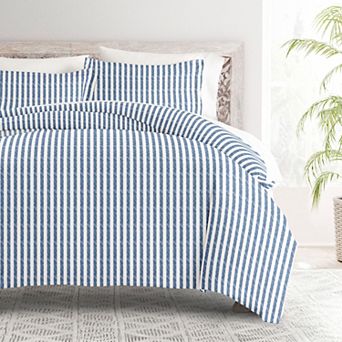 Home Collection Premium Ultra Soft Puffed Rugged Distressed Stripes Duvet Cover Set