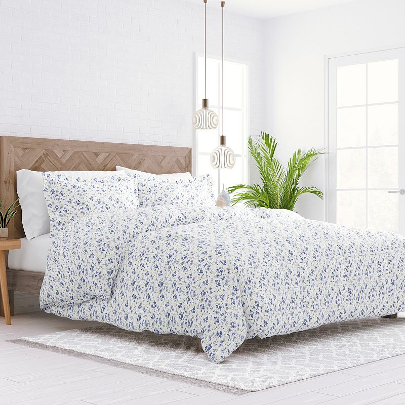 Home Collection Premium Ultra Soft Floral Duvet Cover Set, Blue, Full/Queen