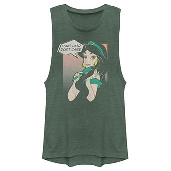 Juniors' Disney Aladdin Jasmine "Long Hair Don't Care" Muscle Tank Top