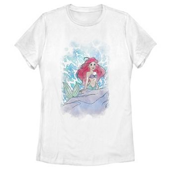 Disney's Little Mermaid Watercolor Splash Juniors' Tee