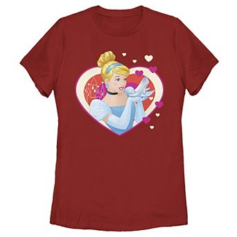 Disney's Cinderella Valentine's Sparkle Hearts Juniors' Tee