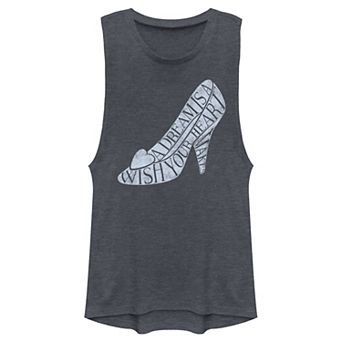 Disney's Cinderella Juniors' Glass Slipper Quote Fill Muscle Tank Top