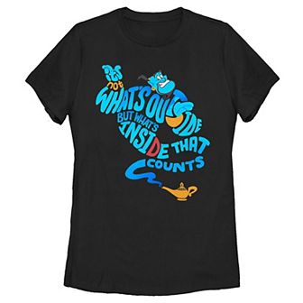 Disney's Aladdin's Genie Out Bottle Quote Juniors' Tee