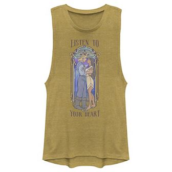 Juniors' Disney Pocahontas John Listen To Your Heart Portrait Muscle Tank Top