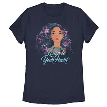 Juniors' Disney's Pocahontas "Listen To Your Heart" Watercolor Portrait Tee