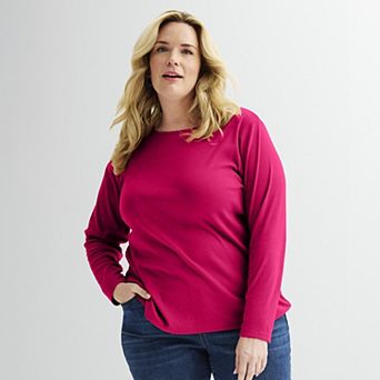 Plus Size Croft & Barrow® Essential Crewneck Long Sleeve Tee
