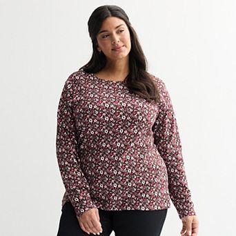Plus Size Croft & Barrow® Essential Crewneck Long Sleeve Tee