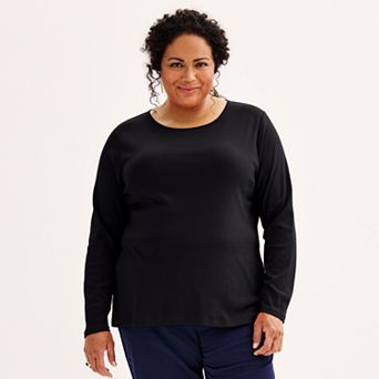 Plus Size Croft & Barrow® Essential Crewneck Long Sleeve Tee