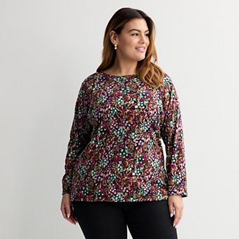 Plus Size Croft & Barrow® Essential Crewneck Long Sleeve Tee