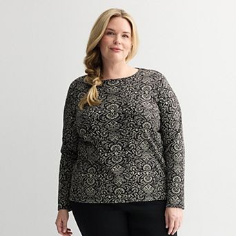 Plus Size Croft & Barrow® Essential Crewneck Long Sleeve Tee