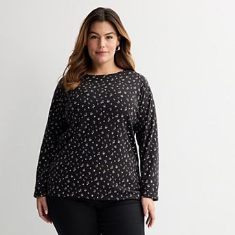 Plus Size Croft & Barrow® Essential Crewneck Long Sleeve Tee