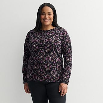 Plus Size Croft & Barrow® Essential Crewneck Long Sleeve Tee