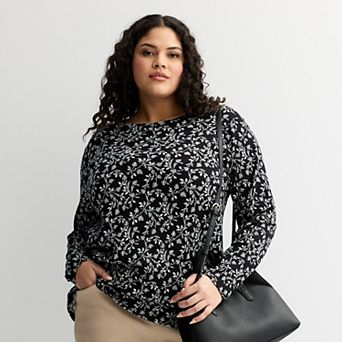 Plus Size Croft & Barrow® Essential Crewneck Long Sleeve Tee