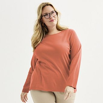 Plus Size Croft & Barrow® Essential Crewneck Long Sleeve Tee