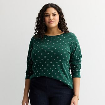 Plus Size Croft & Barrow® Essential Crewneck Long Sleeve Tee