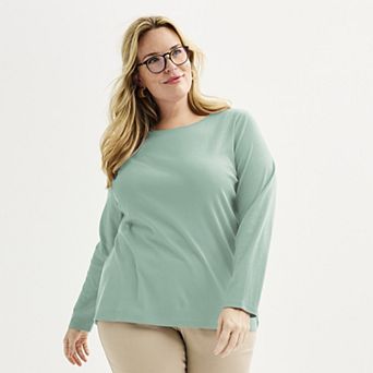 Plus Size Croft & Barrow® Essential Crewneck Long Sleeve Tee