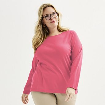 Plus Size Croft & Barrow® Essential Crewneck Long Sleeve Tee