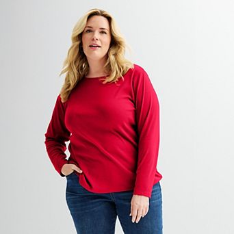 Plus Size Croft & Barrow® Essential Crewneck Long Sleeve Tee