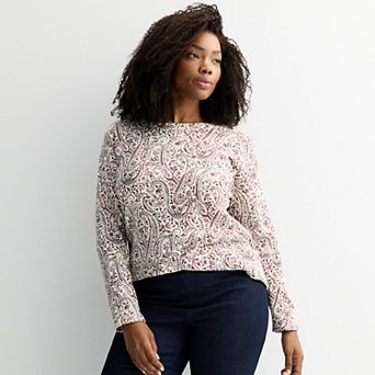 Plus Size Croft & Barrow® Essential Crewneck Long Sleeve Tee