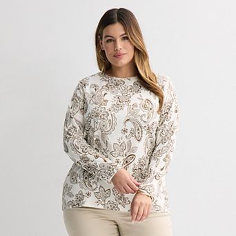 Plus Size Croft & Barrow® Essential Crewneck Long Sleeve Tee